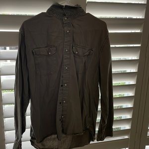 Men’s Zara Grey / Tan / Olive Denim Shirt Size XL (fits like Large)